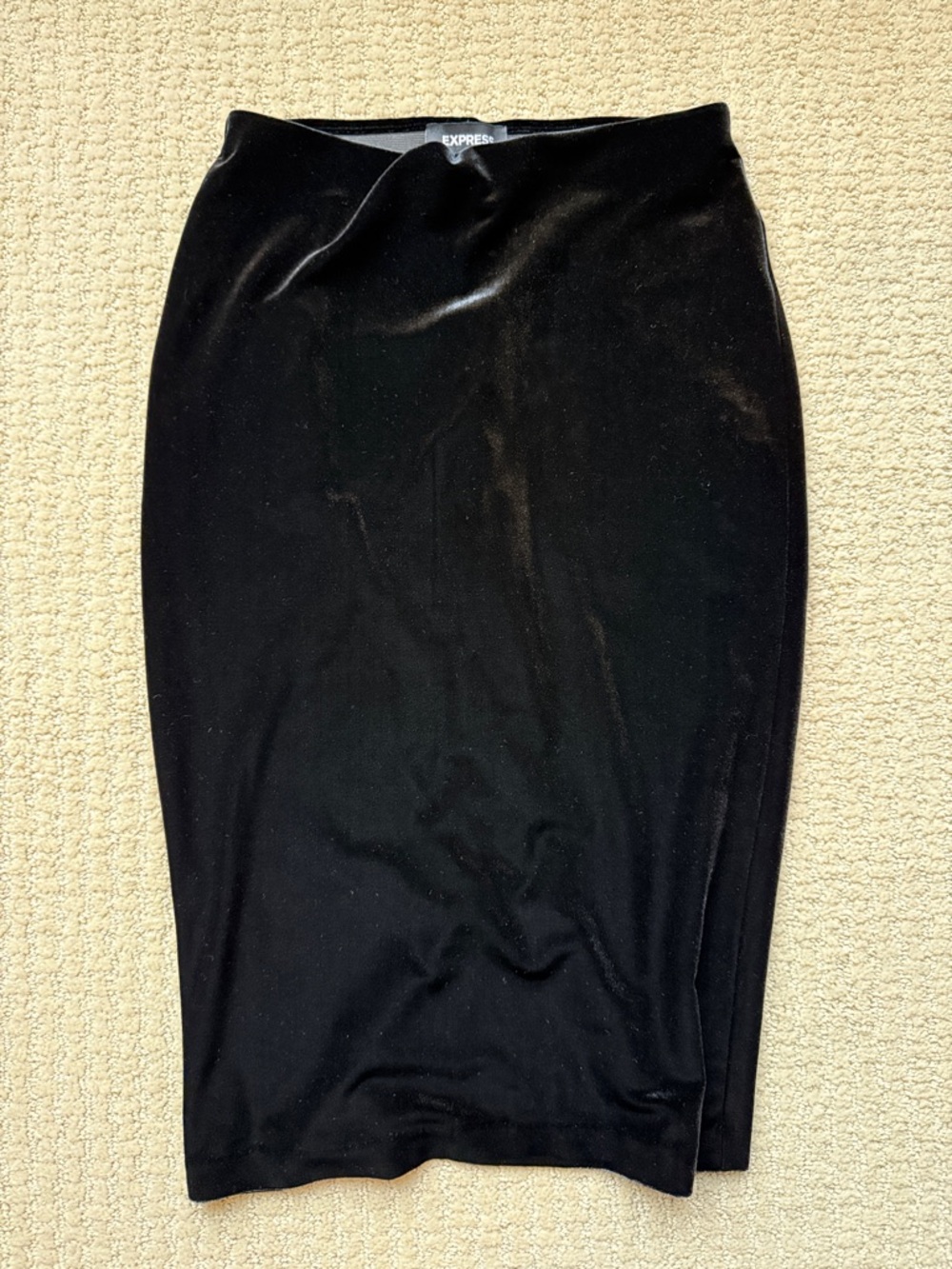 Express Black Velvet Look Pencil Skirt